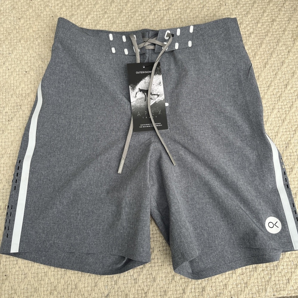 NWT Outerknown Apex Trunks Board Shorts Kelly Slater Boys 12 Grey  Surf $125
